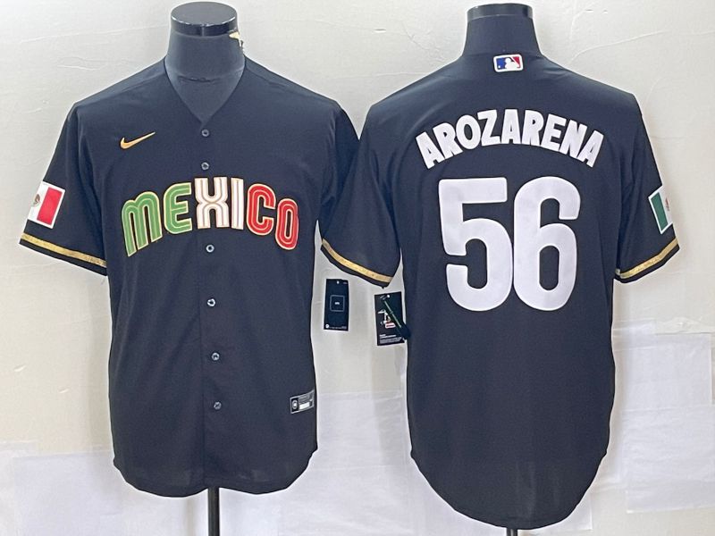 Men 2023 World Cub Mexico 56 Arozarena Black Nike MLB Jersey10